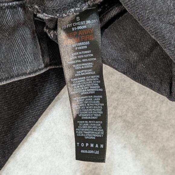 Topman Classic Black Denim Jacket Men’s Small Oversized Cotton Jean Button Up - Picture 11 of 11